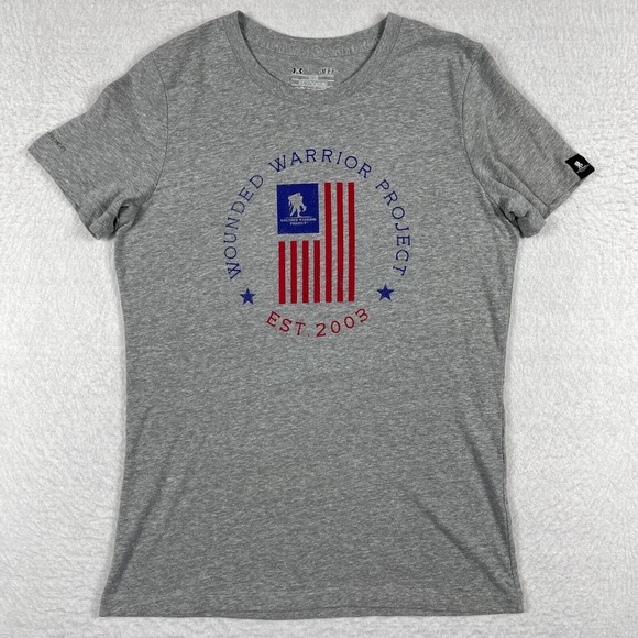 Under Armour Shirt Womens Small Loose Gray‎ Wounded Warriors Project Charged - Picture 1 of 13